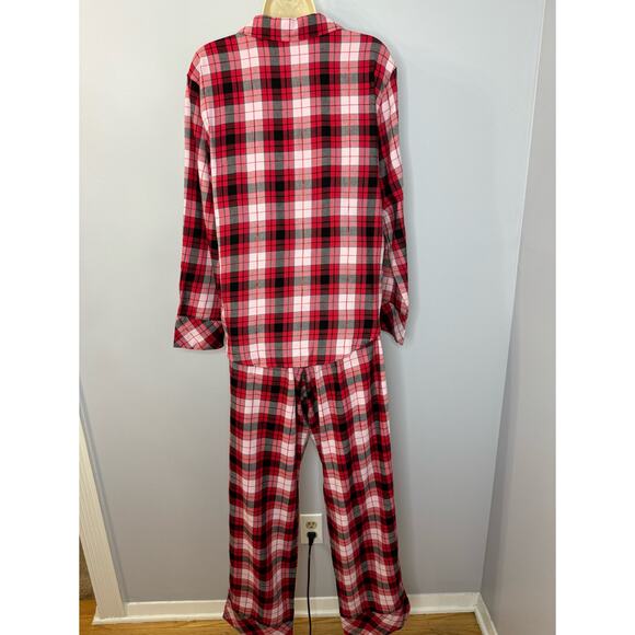 VICTORIA'S SECRET Cotton Red Plaid flannel Pajama Pants Set Long Sleeve M New - Picture 3 of 10